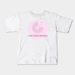 Affirmation Collection - I Am Unstoppable (Pink) Kids T-Shirt